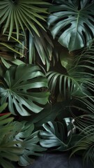 Obraz premium Various tropical green leaves with rich textures