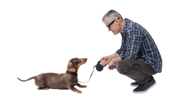 Portrait of a pet owner and his dog