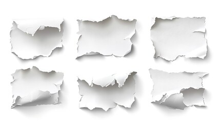 Obraz premium Torn Paper Pieces: Realistic Digital Illustration Set. AI Generated