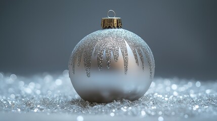 Elegant Silver Christmas Ball on a Subtle Gray Background