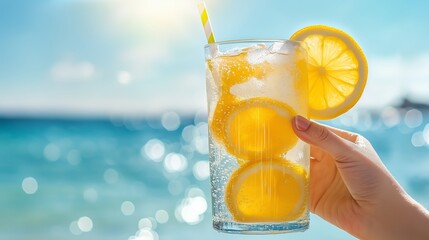 A person drinking a cold lemonade on a sunny day