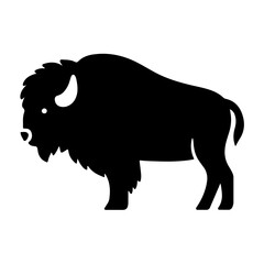 Rustic Symbol of the Bison as a Minimalist Silhouette Pictogram