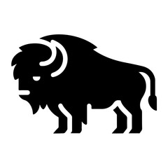 Rustic Symbol of the Bison as a Minimalist Silhouette Pictogram