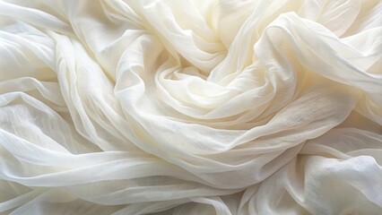 Obraz premium Abstract Close-Up of White Cheesecloth, Soft Textures and Light Play, Ethereal Background for Artistic Projects and Minimalist Designs