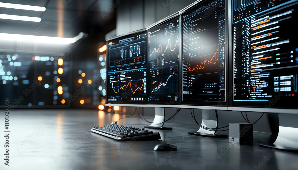 Poster powering peak energy advanced data storage solutions in a high-tech environment urban setting techno