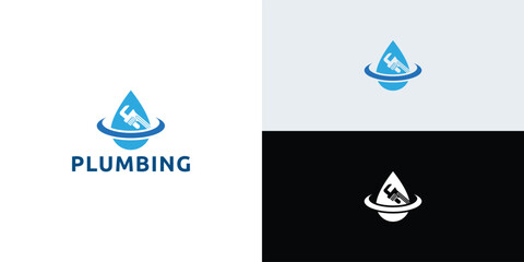 Plumbing water logo idea, plumbing service logo.