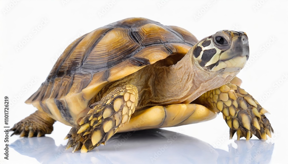 Poster high-resolution image of a turtle isolated on a white background for nature, wildlife, or educationa