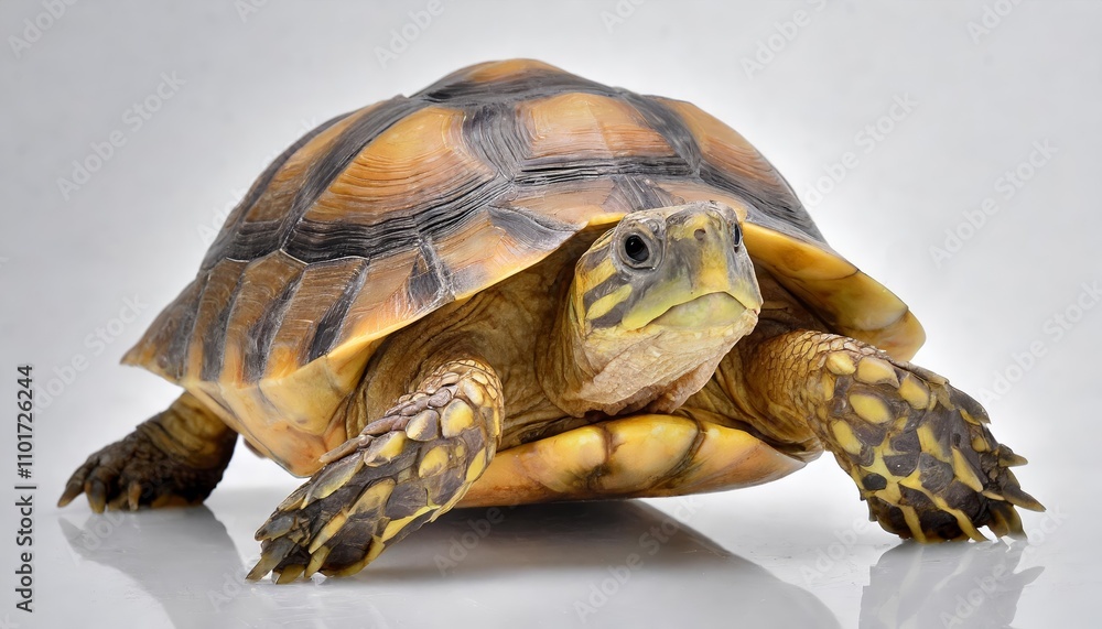 Poster high-quality image of a turtle isolated on a white background, showcasing intricate shell patterns, 