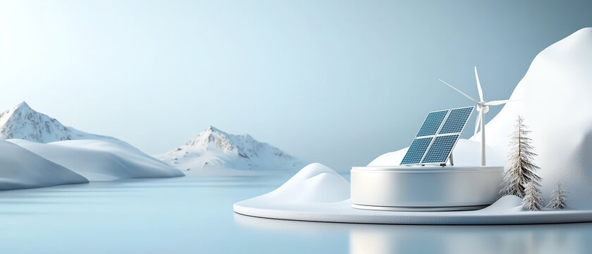 Harnessing peak energy innovative power storage solutions in a serene snowy landscape highlighting renewable technology impact