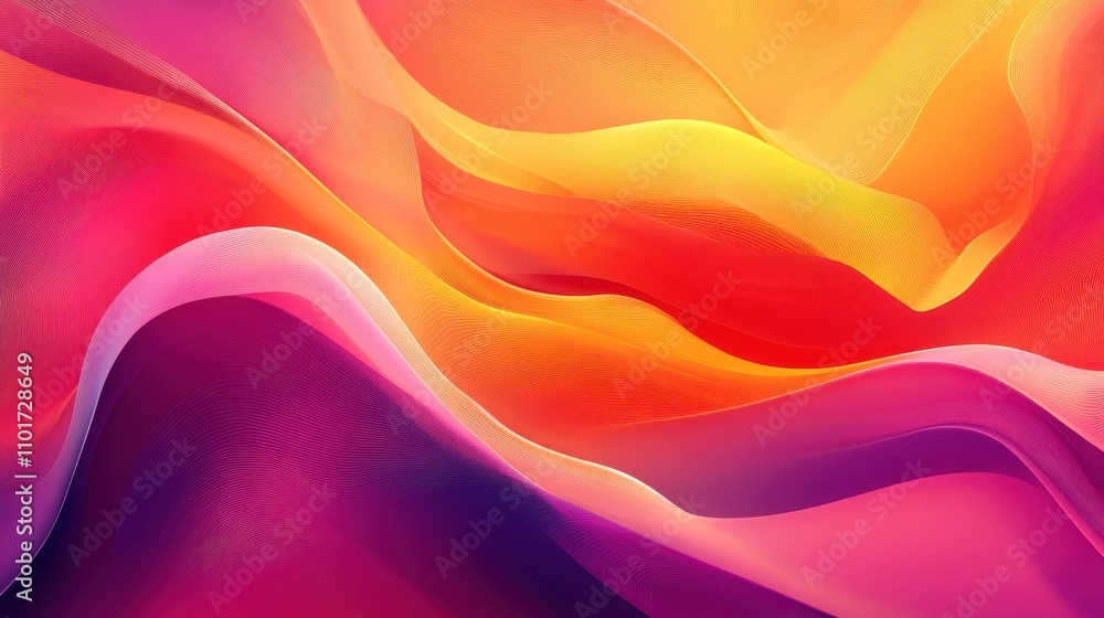 Poster abstract waves of vibrant colors blend seamlessly, creating a dynamic and fluid visual experience.