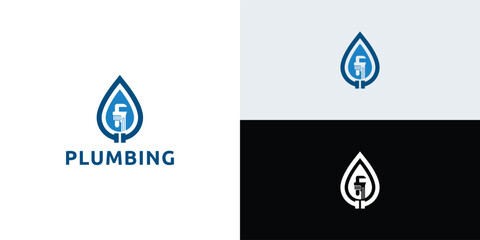 Plumbing water logo idea, plumbing service logo.