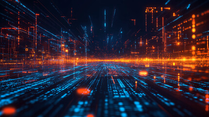 Naklejka premium Futuristic Digital Cityscape Abstract Technology Background