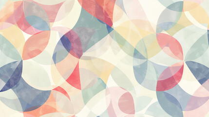 A seamless, intricate pattern of geometric shapes in soft, muted tones,...