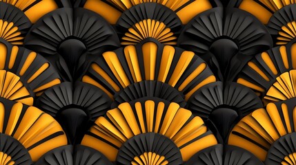 Opulent Black and Gold Art Deco-Inspired Geometric Pattern Background