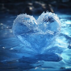 A stunning heart-shaped splash of water, embodying love and purity in vibrant blue tones.