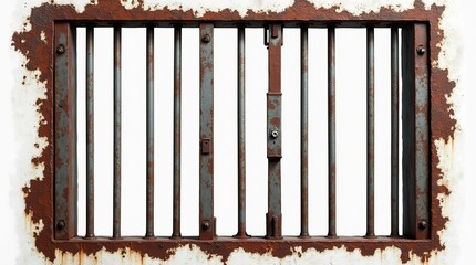 Obraz premium Rusty Jail Bars Isolated on White Background in Detail
