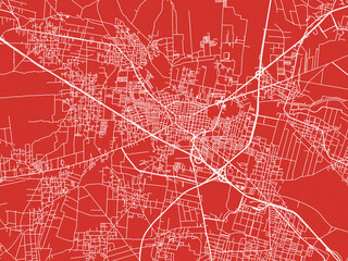 Christmas Map of San Martin Texmelucan de Labastida, Mexico in Snowy White on Festive Red Background.