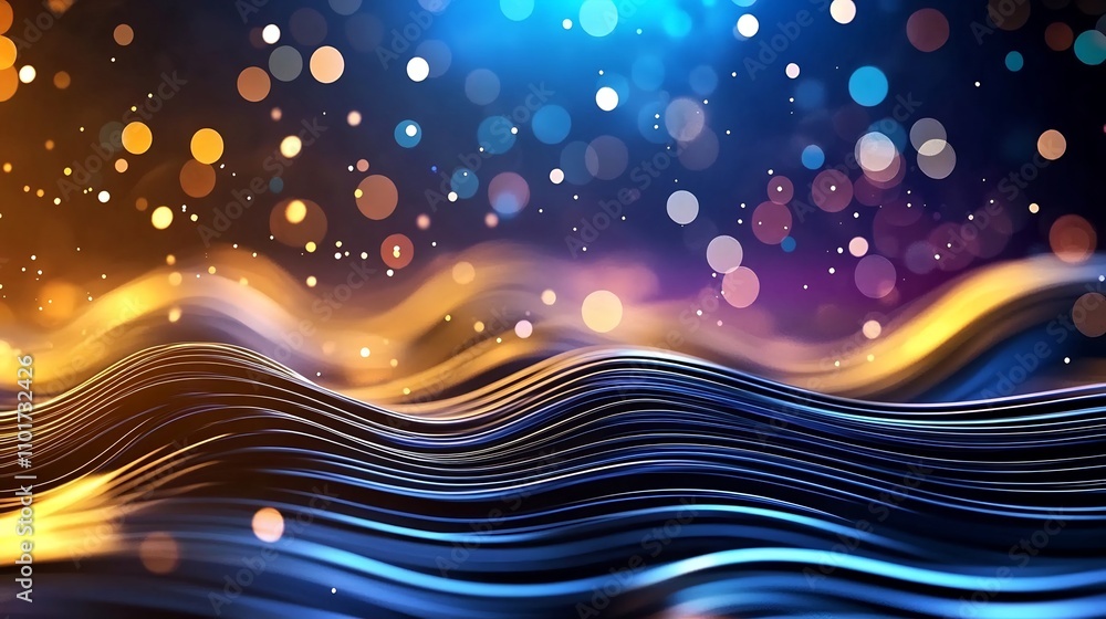 Poster glowing abstract colorful lines with dynamic motion blur and vibrant lighting