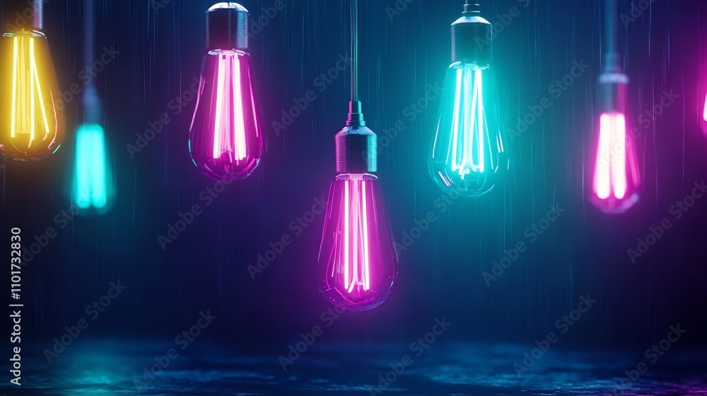 Poster soft blurred neon lights creating a glowing effect for background