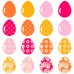 Easter eggs set on white background decor holiday art isolated	