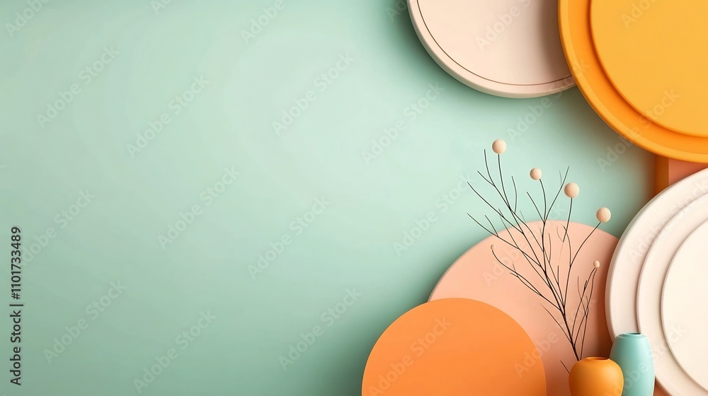 Aufkleber soft pastel geometric abstract background with clean minimalist patterns and shapes