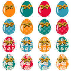 Easter eggs set on white background decor holiday art isolated	