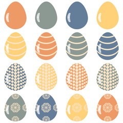 Fototapeta premium Easter eggs set on white background decor holiday art isolated 