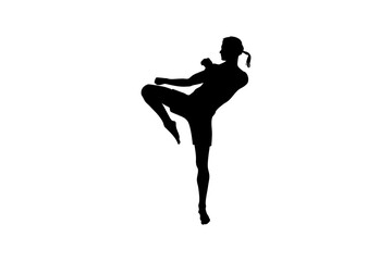 muay thai martial arts stance silhouette. muay thai knee kick