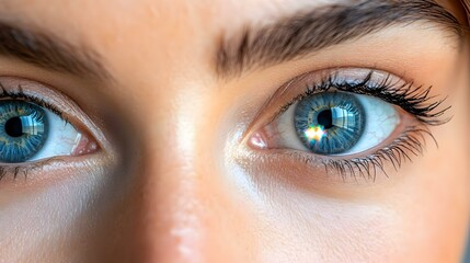 Obraz premium Close Up Eyes Reflecting Bright Idea Symbolizing Realization Epiphany Concept For Ads