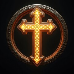 Celtic Cross Icon with Ornate Frame