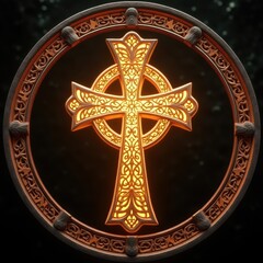 Celtic Cross Icon with Ornate Frame