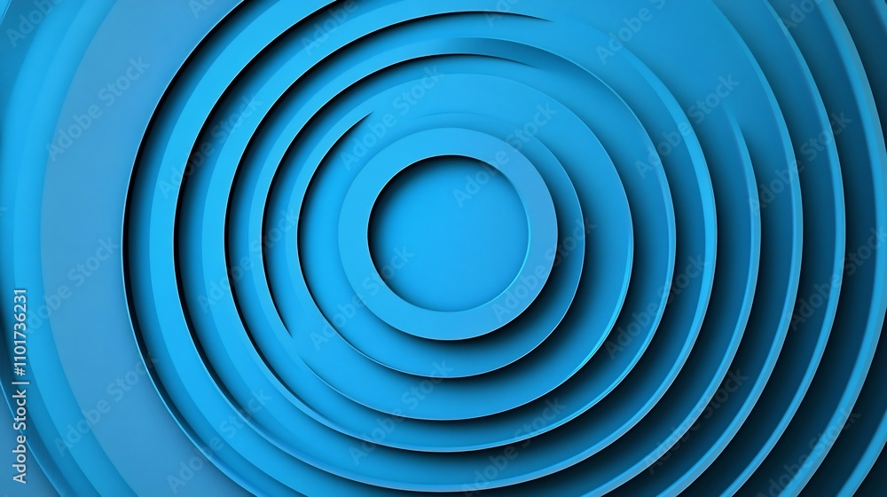 Poster overlapping concentric circles in subtle shades of blue,calm and abstract composition