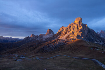 Sonnenuntergang am Passo di Giau, Dolomiten, Italien