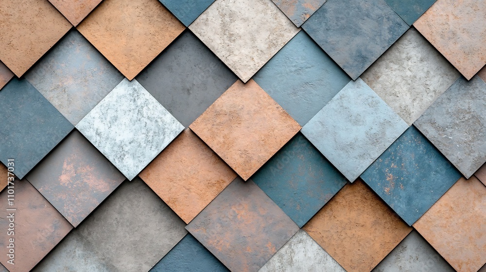 Poster muted tones layered diamond shapes abstract textured pattern background