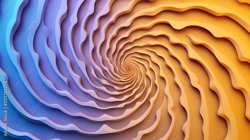 Poster spiraling geometric patterns in soft gradients,elegant and hypnotic