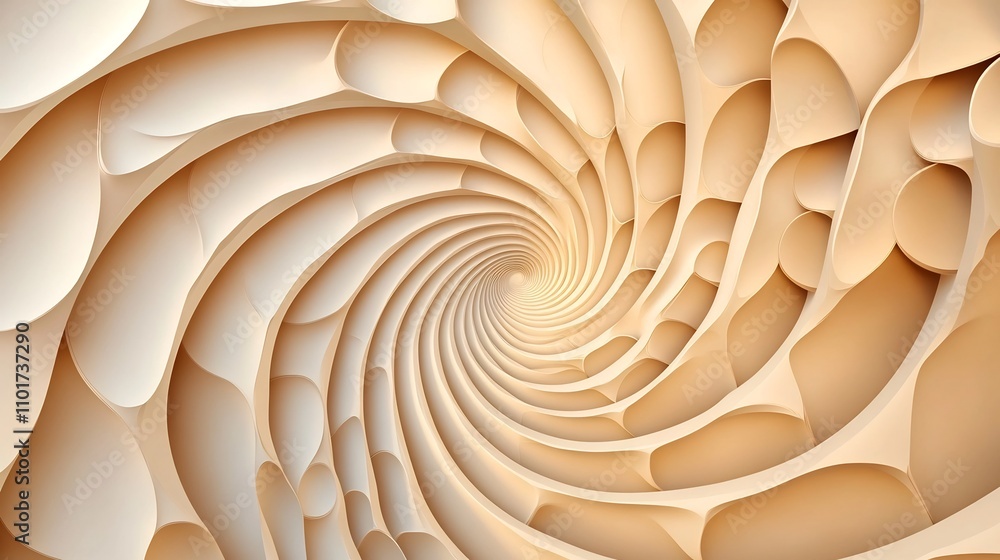Poster spiraling geometric patterns in soft gradients - elegant and hypnotic fractal art composition