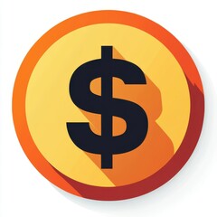 Obraz premium Stylized dollar sign icon with vibrant orange and yellow colors, representing finance and commerce.
