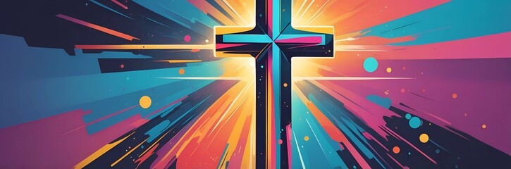 Paint art of cross and divine light