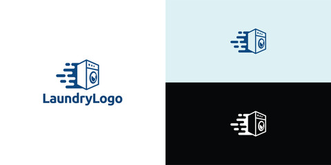 Laundry logo design. Washing machine icon for laundry service business logo template.