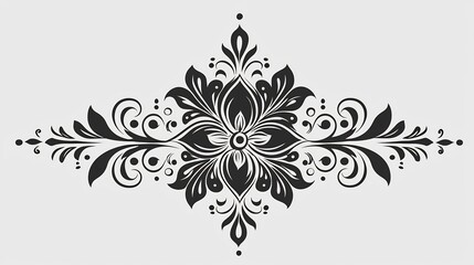Intricate Black Mandala Tattoo Design with Floral Motifs on White Background