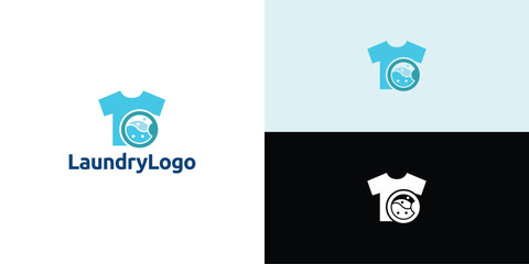Laundry logo design. Washing machine icon for laundry service business logo template.