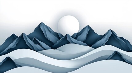 Majestic Monochrome Mountain Gradients in Cool Hues of Gray and White