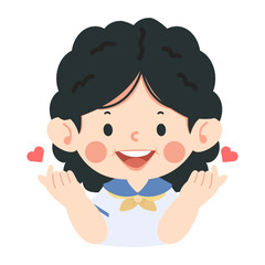 Kid girl make mini heart love sign