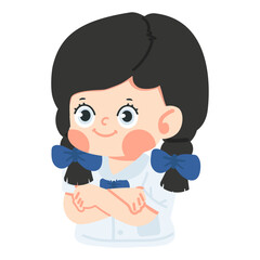 Kid girl student is crossing her arms