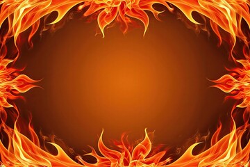 Intense Orange Flame Border Design with Fiery Brightness and Heat