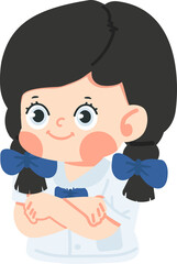 Kid girl student is crossing her arms