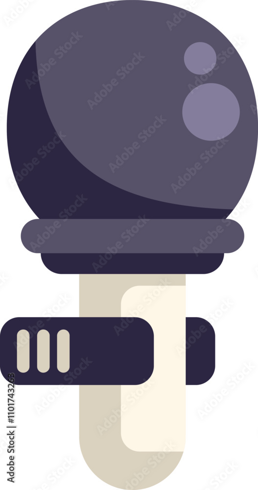 Poster simple vector illustration of a modern microphone with a mute button, isolated on a white background