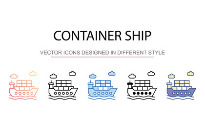 Container Ship icon design with white background stock illustration