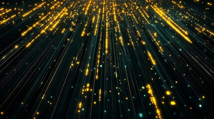 Glowing Data Streams Representing Futuristic Technology on Dark Background