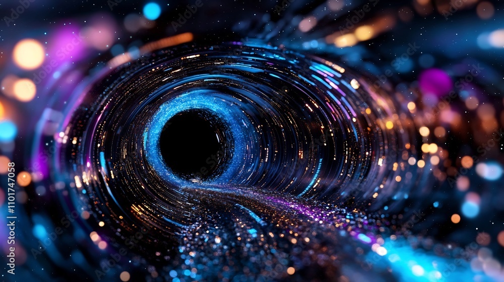 Aufkleber futuristic holographic interface design with vibrant data beams and colorful visualization